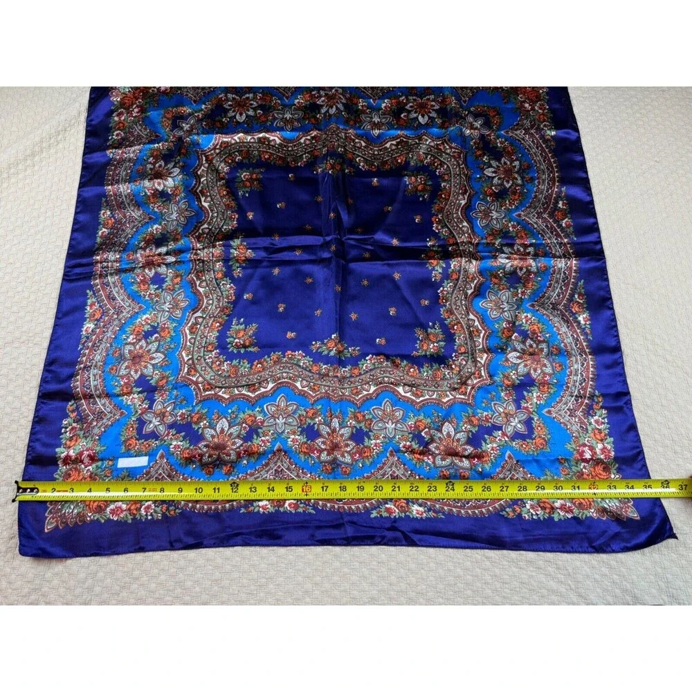 Vintage Square Scarf Paisley Satin‎ Large Mandala 35.5